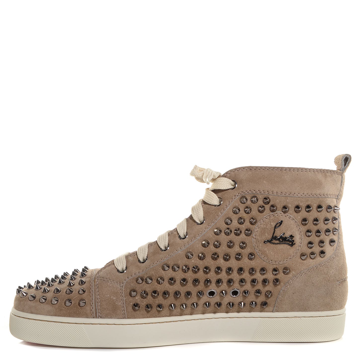 Mens Suede Louis Spikes Flat Sneakers 45.5 Beige