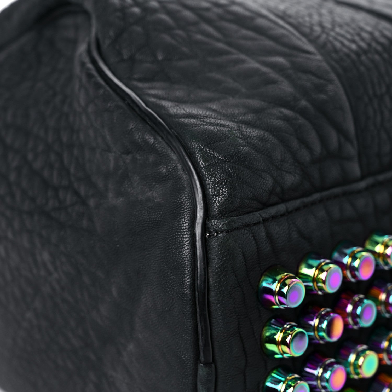 Alexander Wang Pebbled Lambskin Rocco Matte Black Iridescent Hardware 7 of 13