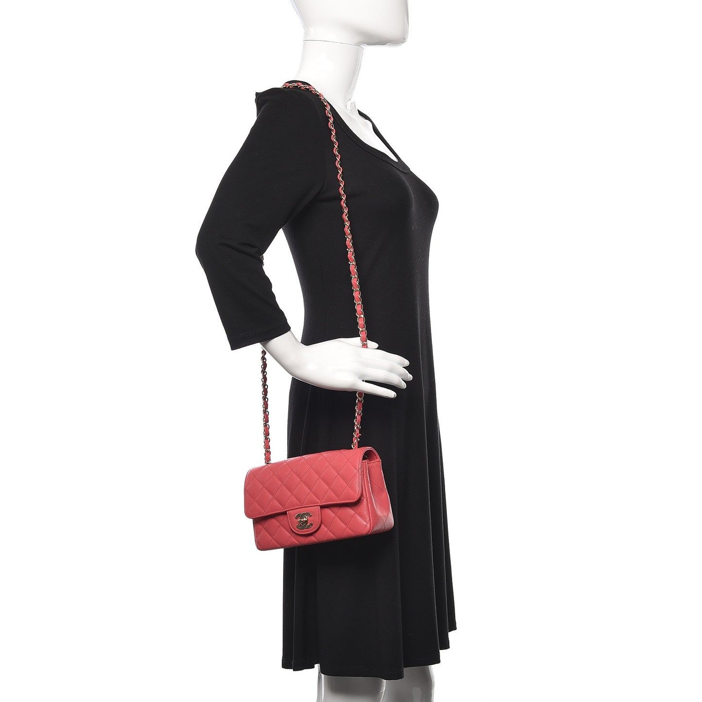 Caviar Quilted Mini Rectangular Flap Dark Pink