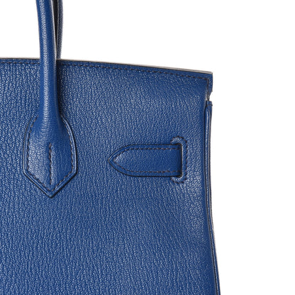Hermes Chevre Mysore Bi-Color Horseshoe Birkin 30 Bleu Sapphire Paon 14 of 37