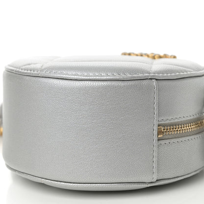 Chanel Metallic Lambskin Quilted Chanel 19 Round Clutch With Chain Silver Silver 10 of 13