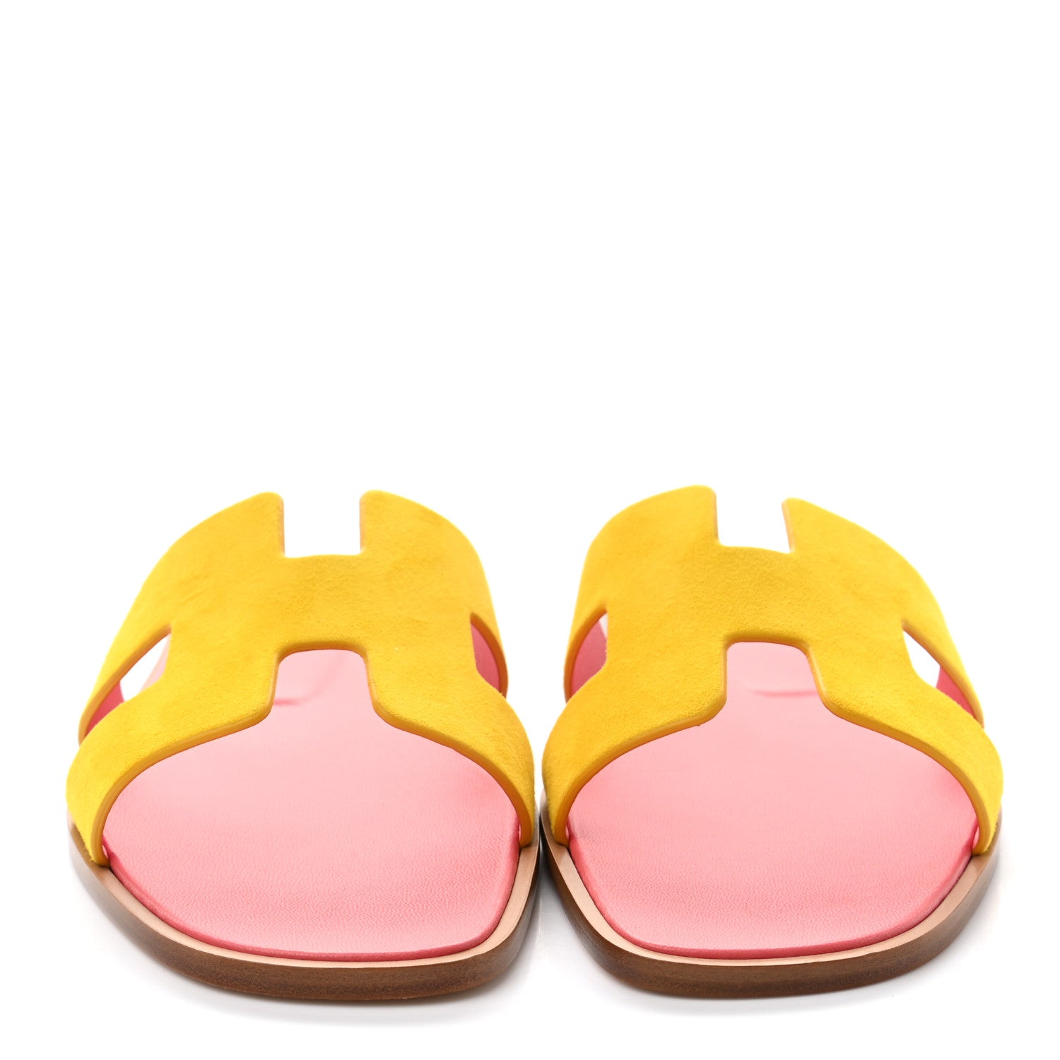 Hermes Suede Goatskin Oran Sandals 39.5 Jaune Sable 2 of 9