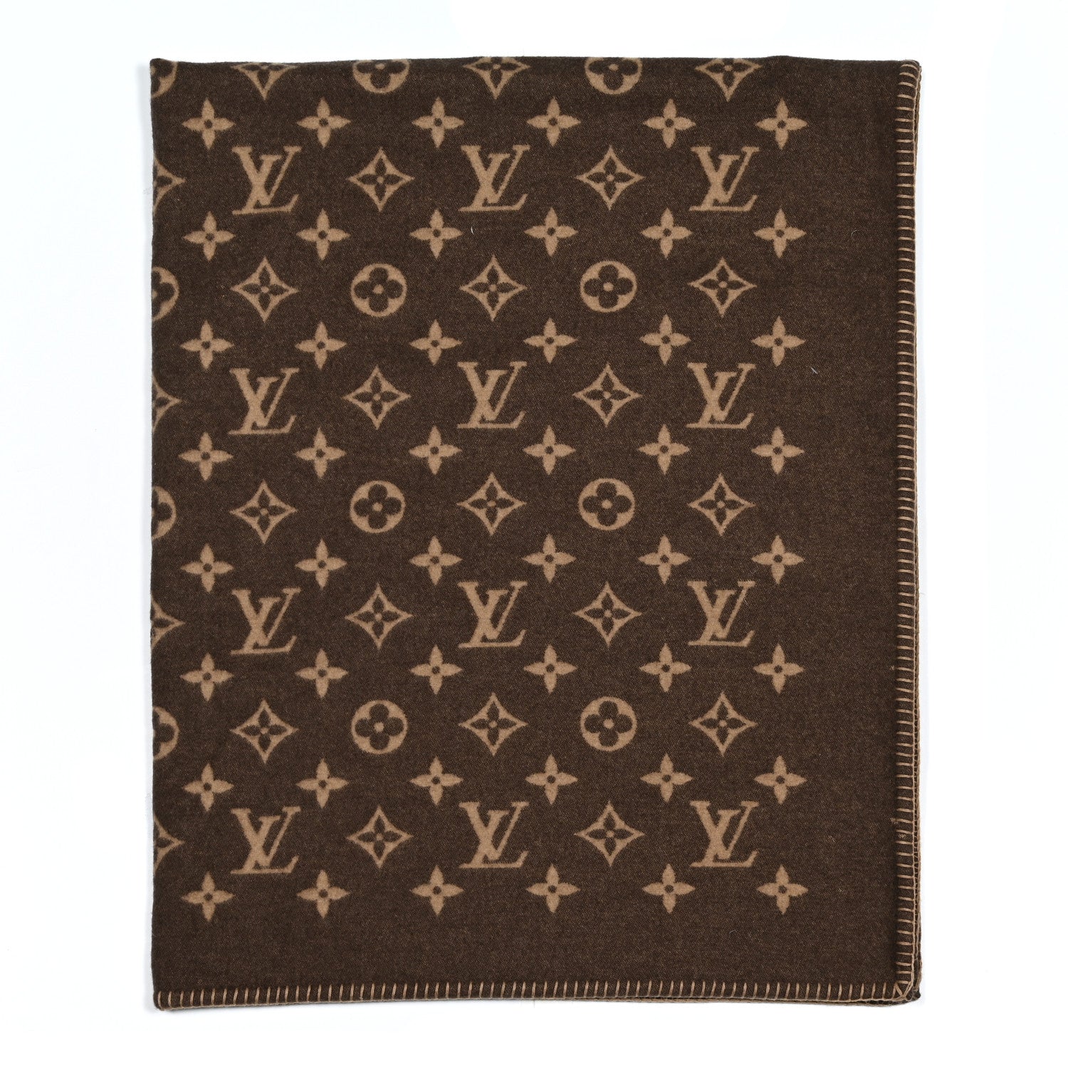 Louis Vuitton Wool Cashmere Neo Monogram Blanket Marron 1 of 3