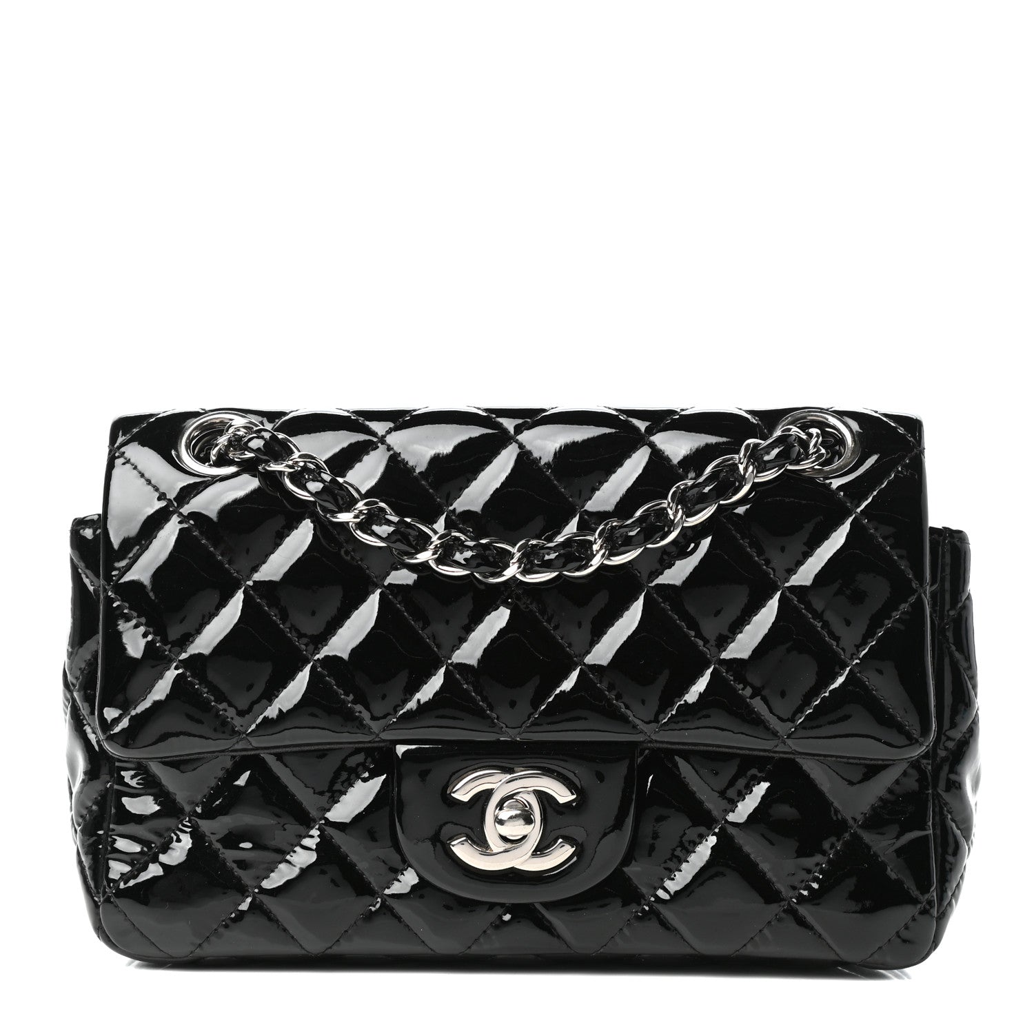 Chanel Patent Calfskin Quilted Mini Rectangular Flap Black 1 of 9