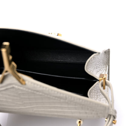 Saint Laurent Crocodile Embossed Mini Classic Monogram Cassandra Top Handle Crema Soft 4 of 9