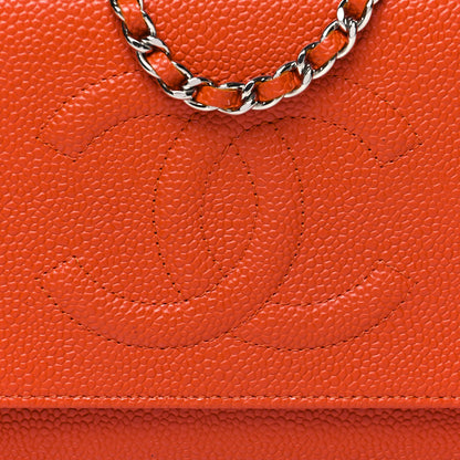 Chanel Caviar Timeless CC Wallet On Chain WOC Orange 8 of 12