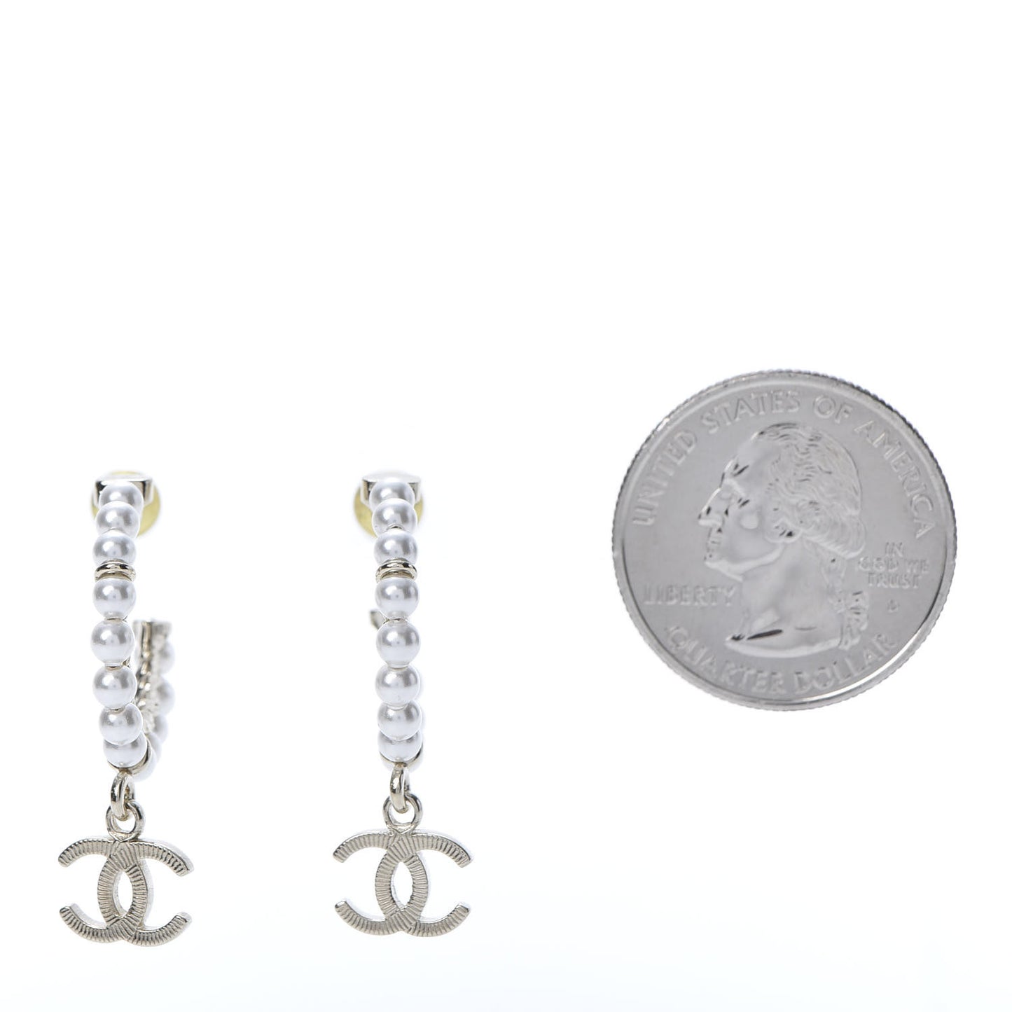 Pearl Charms CC Hoop Earrings Gold