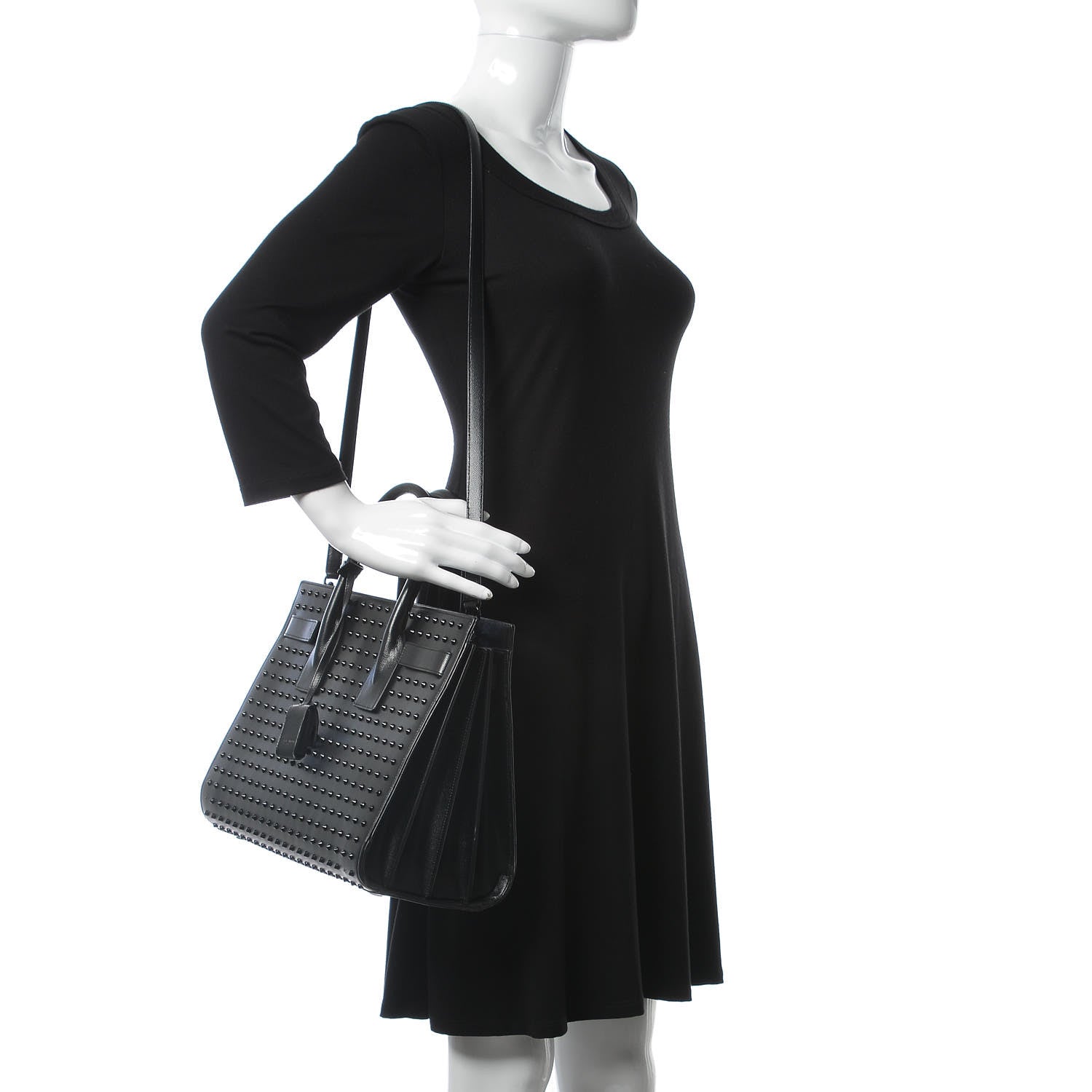 Saint Laurent Grain De Poudre Studded Small Sac De Jour Black 2 of 11