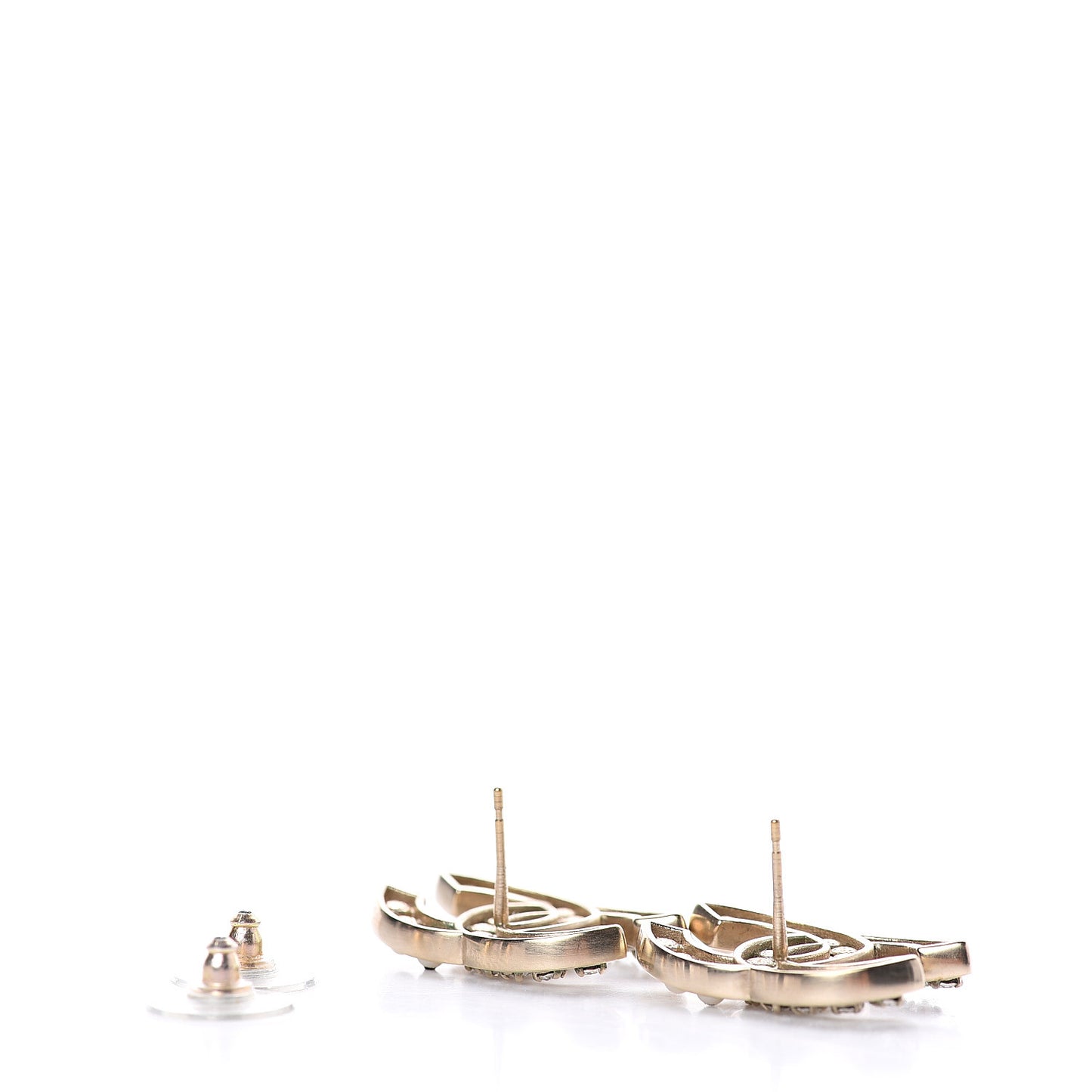 Pearl Crystal CC Earrings Gold