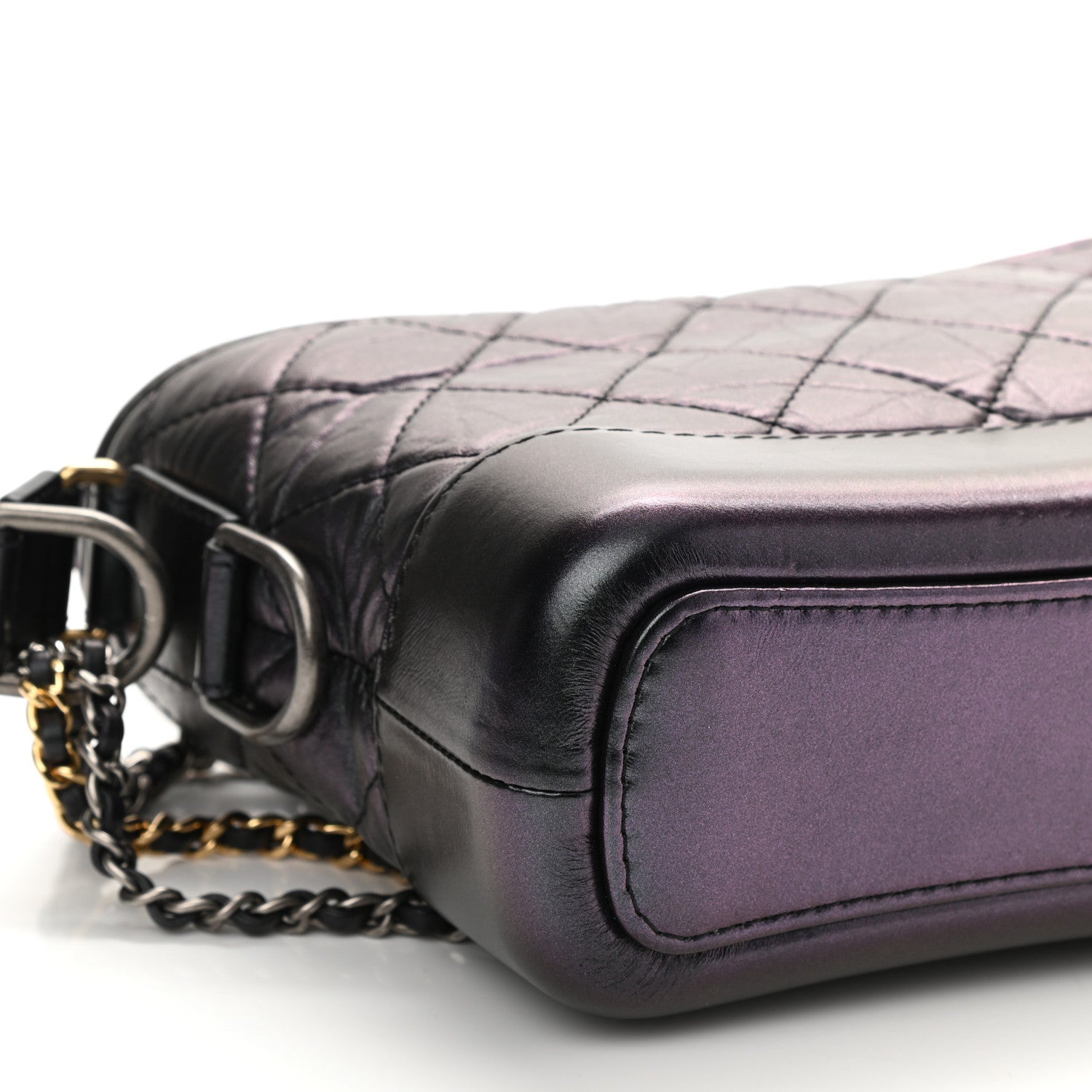 Chanel Iridescent Aged Calfskin Quilted Small Gabrielle Hobo Black 9 of 10
