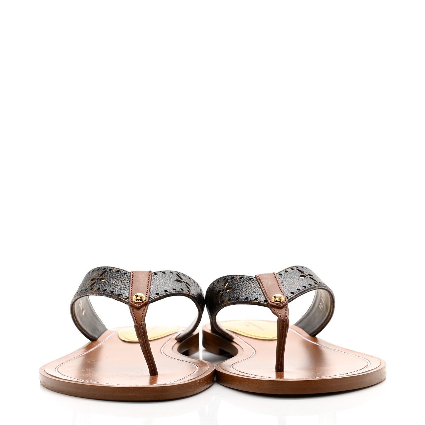 Monogram Sunny Flat Thong Sandals 38.5 Brown