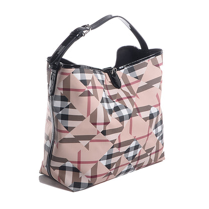 Burberry Patent Trim Patchwork Check Large Bucket Bag 3 of 9
