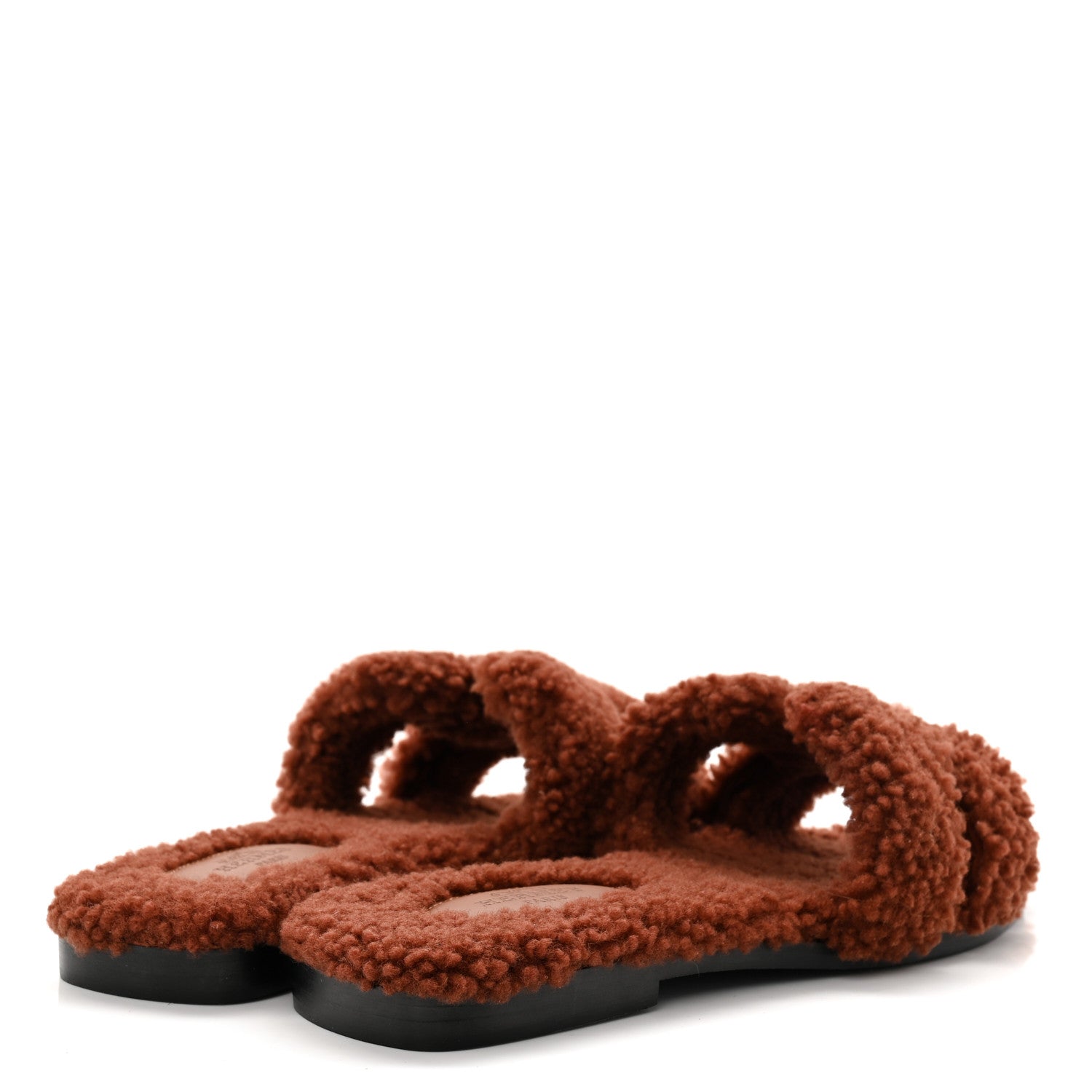 Hermes Woolskin Oran Sandals 37 Cognac 4 of 9