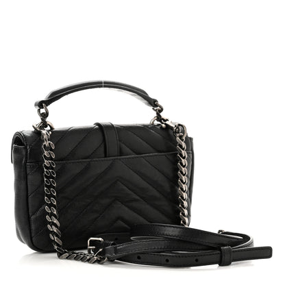 Saint Laurent Sheepskin Matelasse Chevron Monogram College Chain Wallet Black 3 of 11