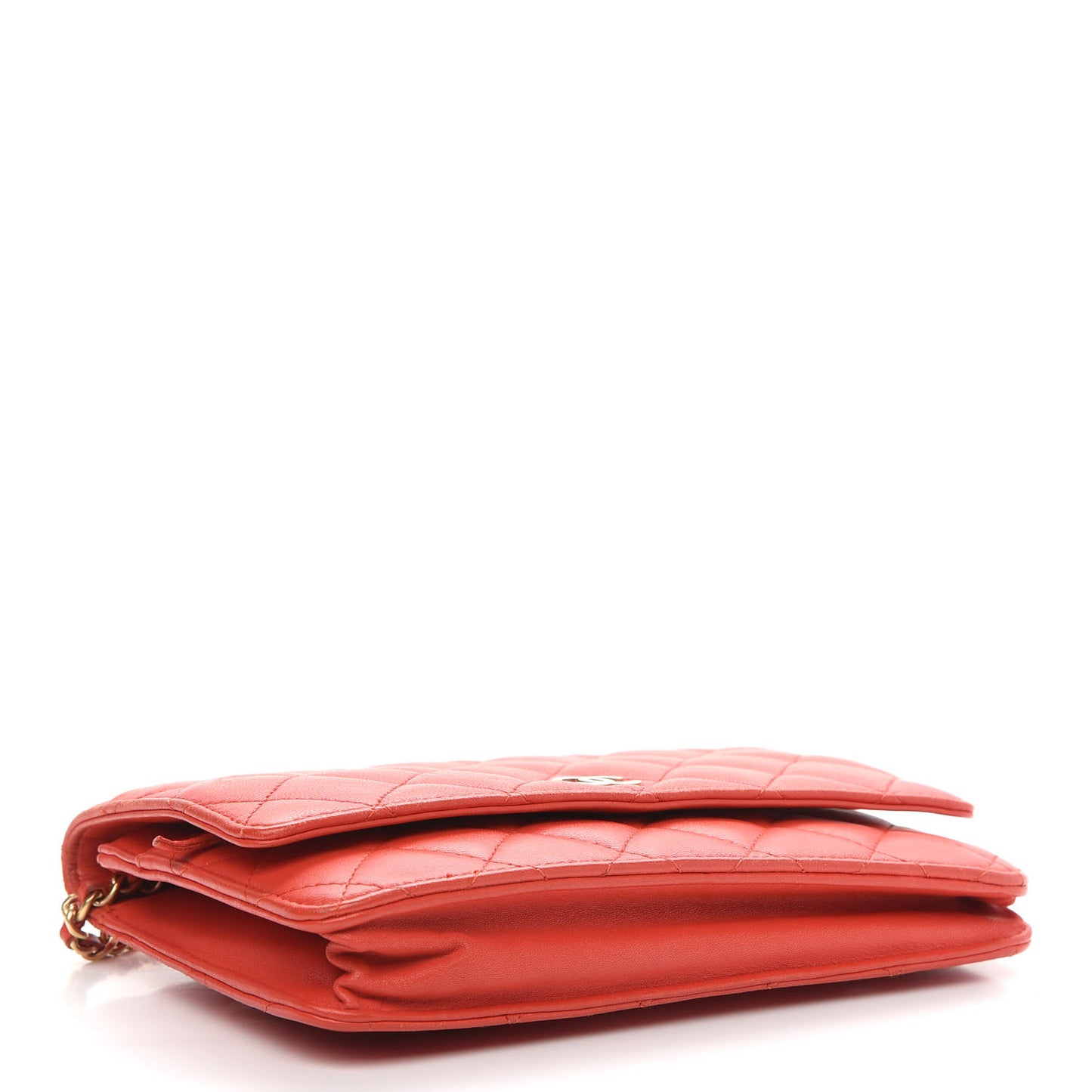 Lambskin Quilted Wallet On Chain WOC Red