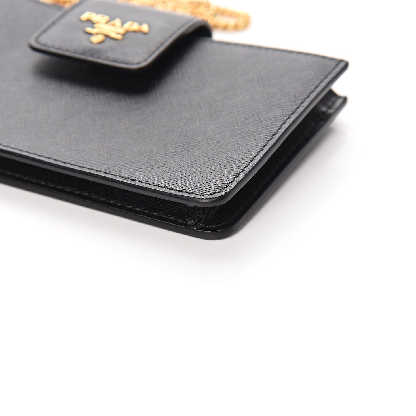 Saffiano Metal Mini Chain Wallet Black