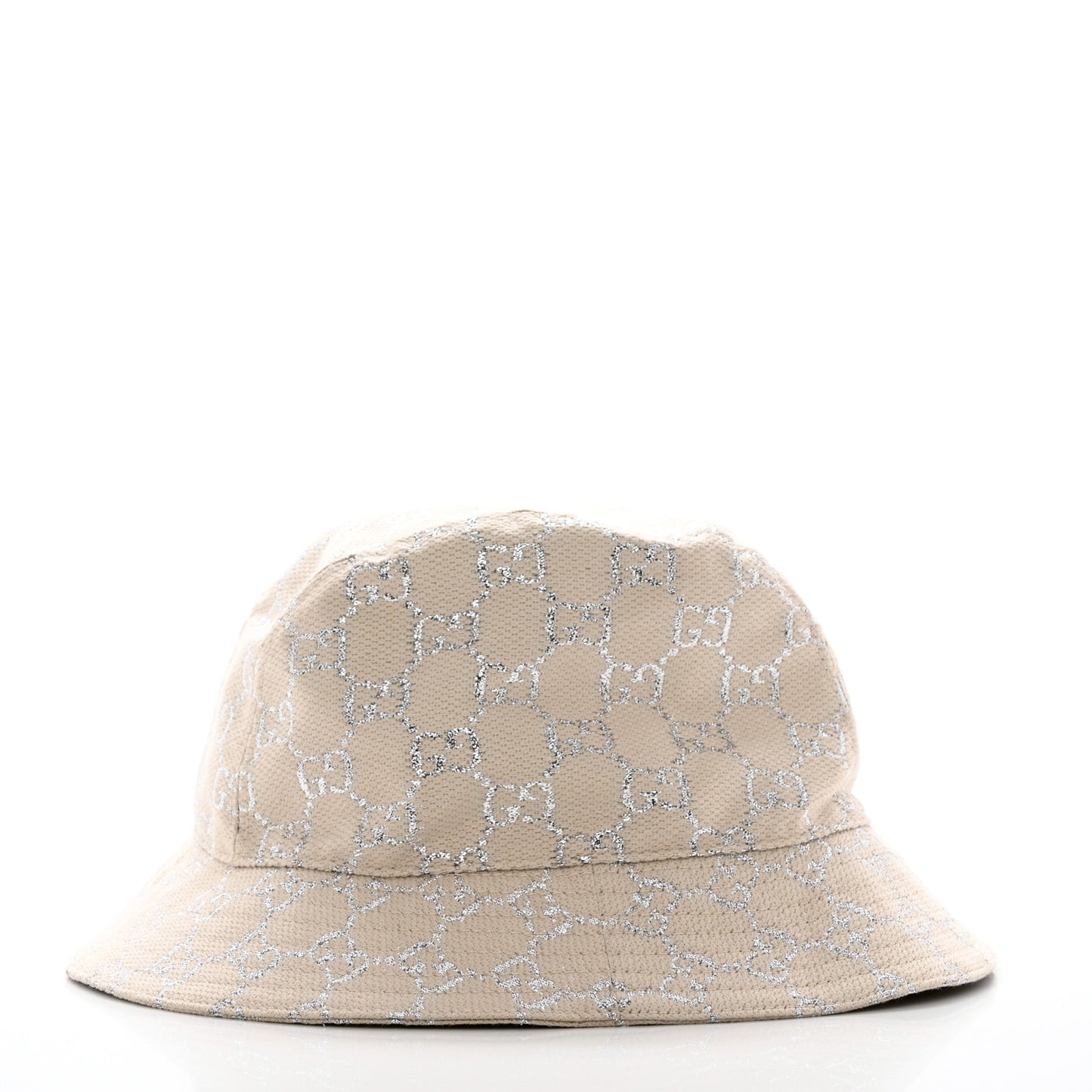 Canvas Lame GG Monogram Bucket Hat S Gardenia Silver