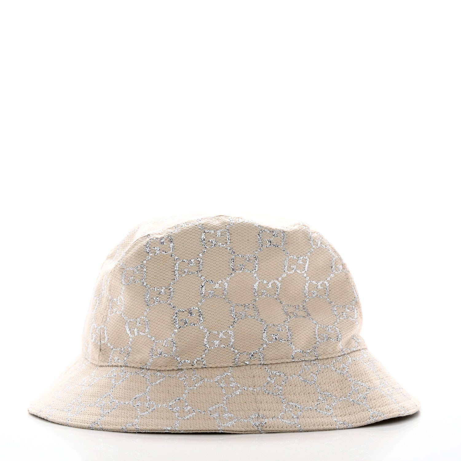 Gucci Canvas Lame GG Monogram Bucket Hat S Gardenia Silver 3 of 9