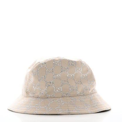 Gucci Canvas Lame GG Monogram Bucket Hat S Gardenia Silver 3 of 9