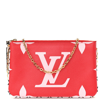 Louis Vuitton Monogram Giant Double Zip Pochette Rouge 1 of 10