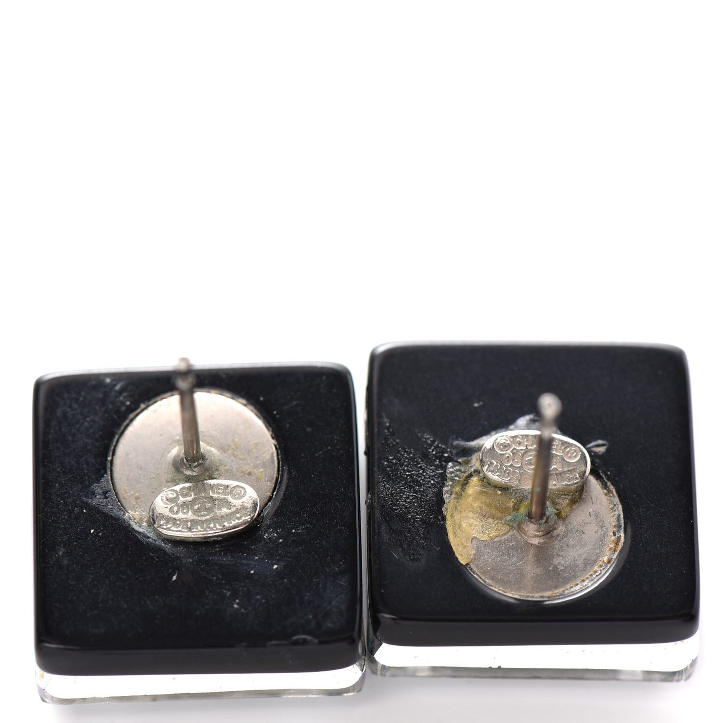 Crystal CC Square Charm Earrings Black