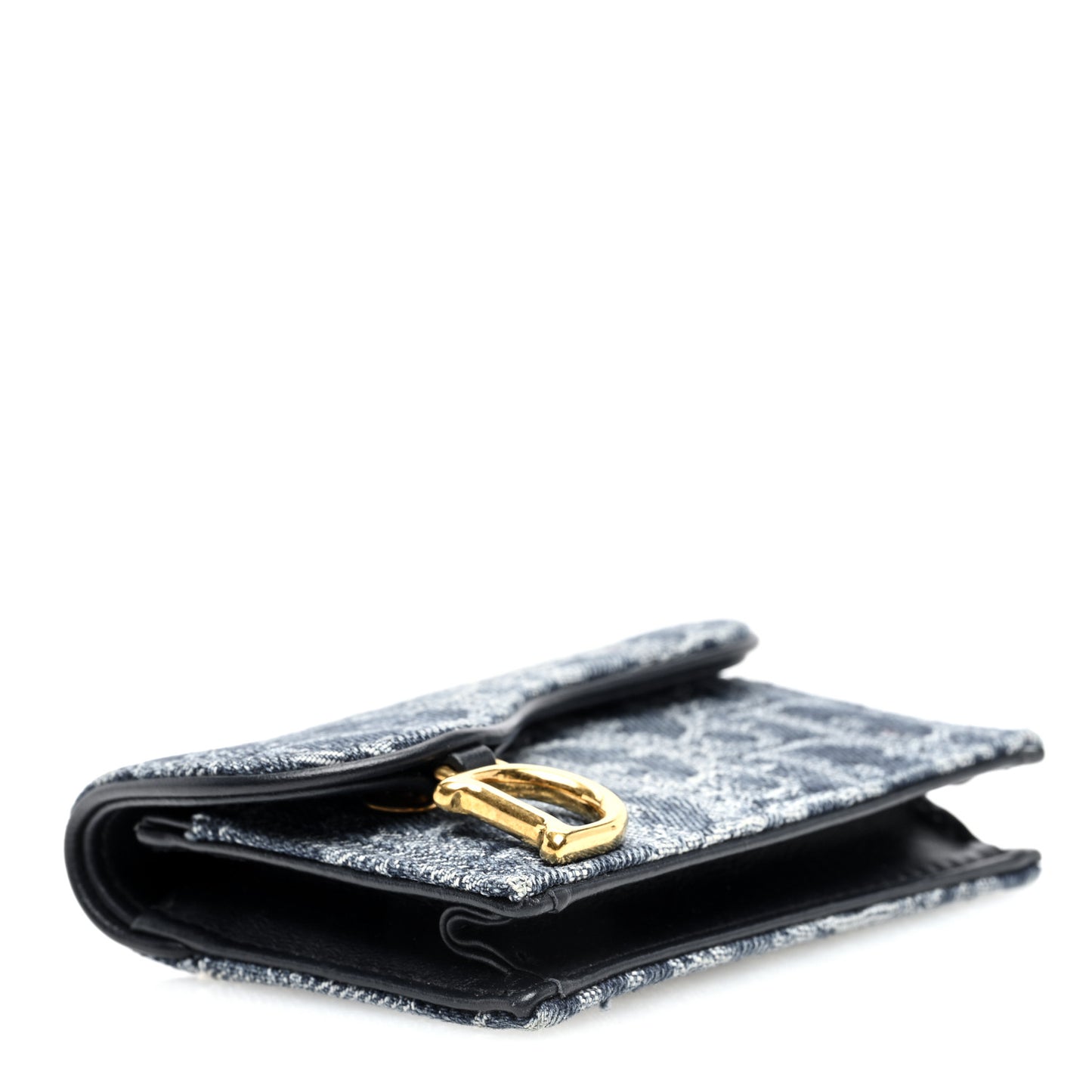 Denim Oblique Saddle Card Holder Blue