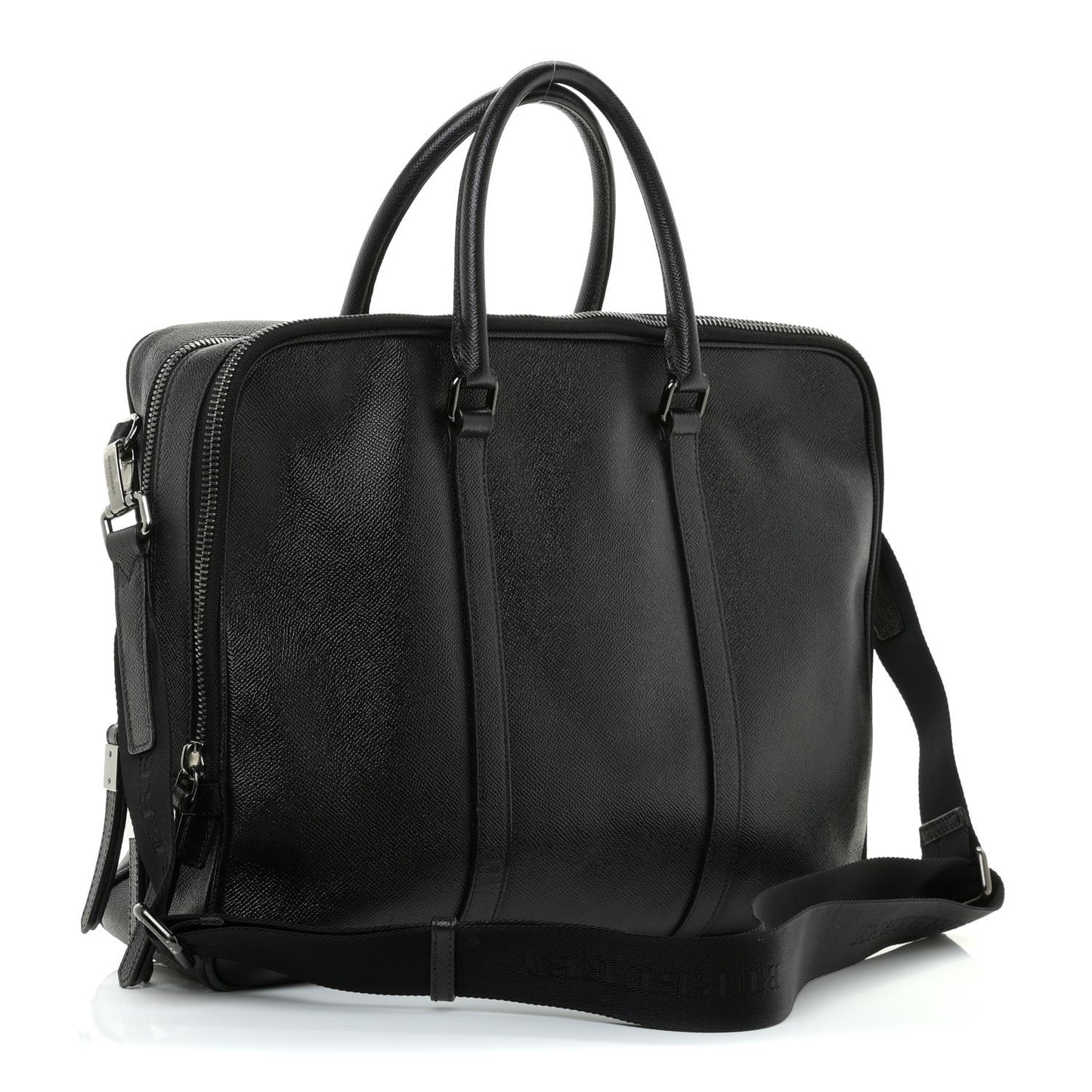 Textured Calfskin Briefcase Black