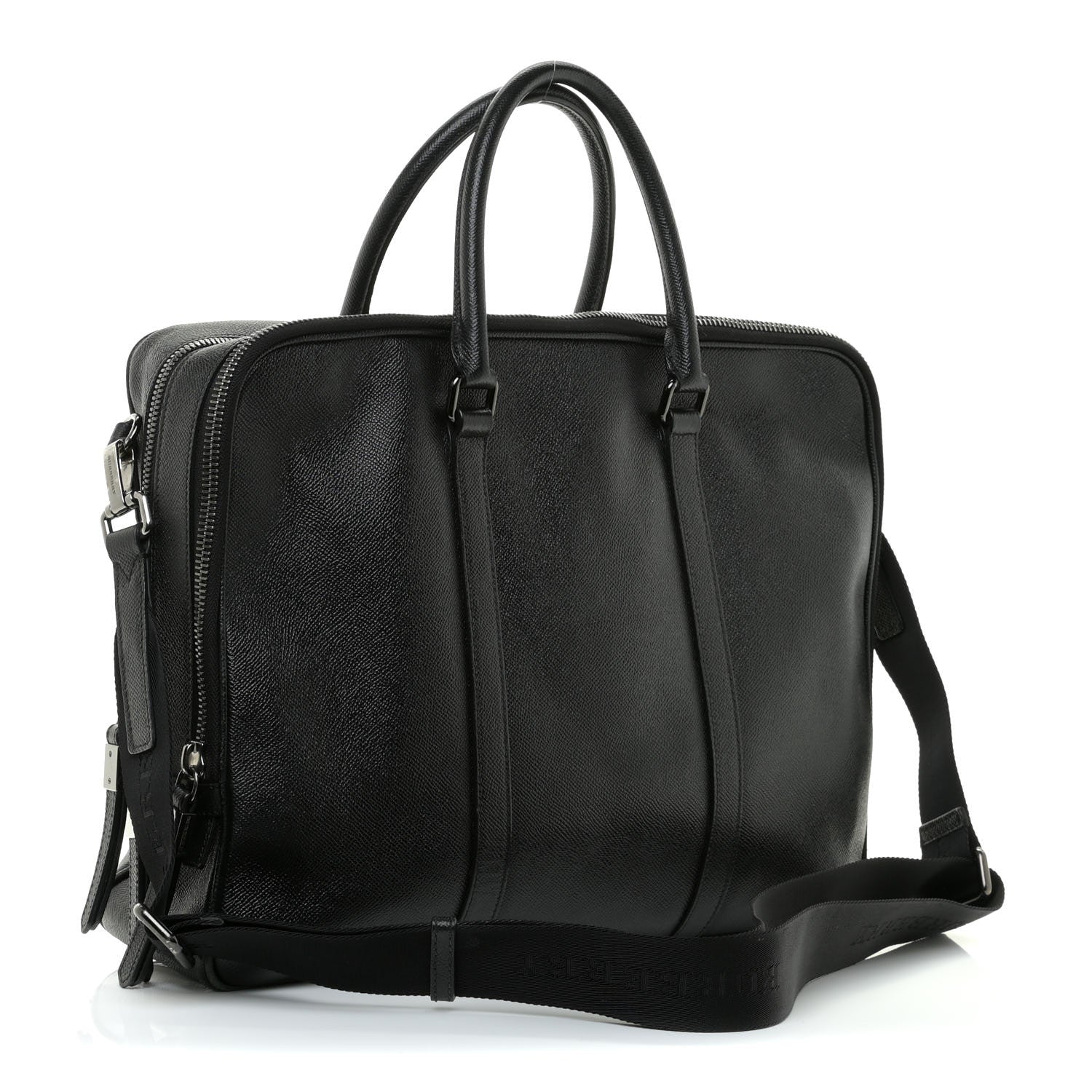 Burberry Textured Calfskin Briefcase Black 2 of 9