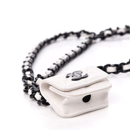 Chanel Caviar Quilted Airpods Pro Holder Belt White 9 of 12