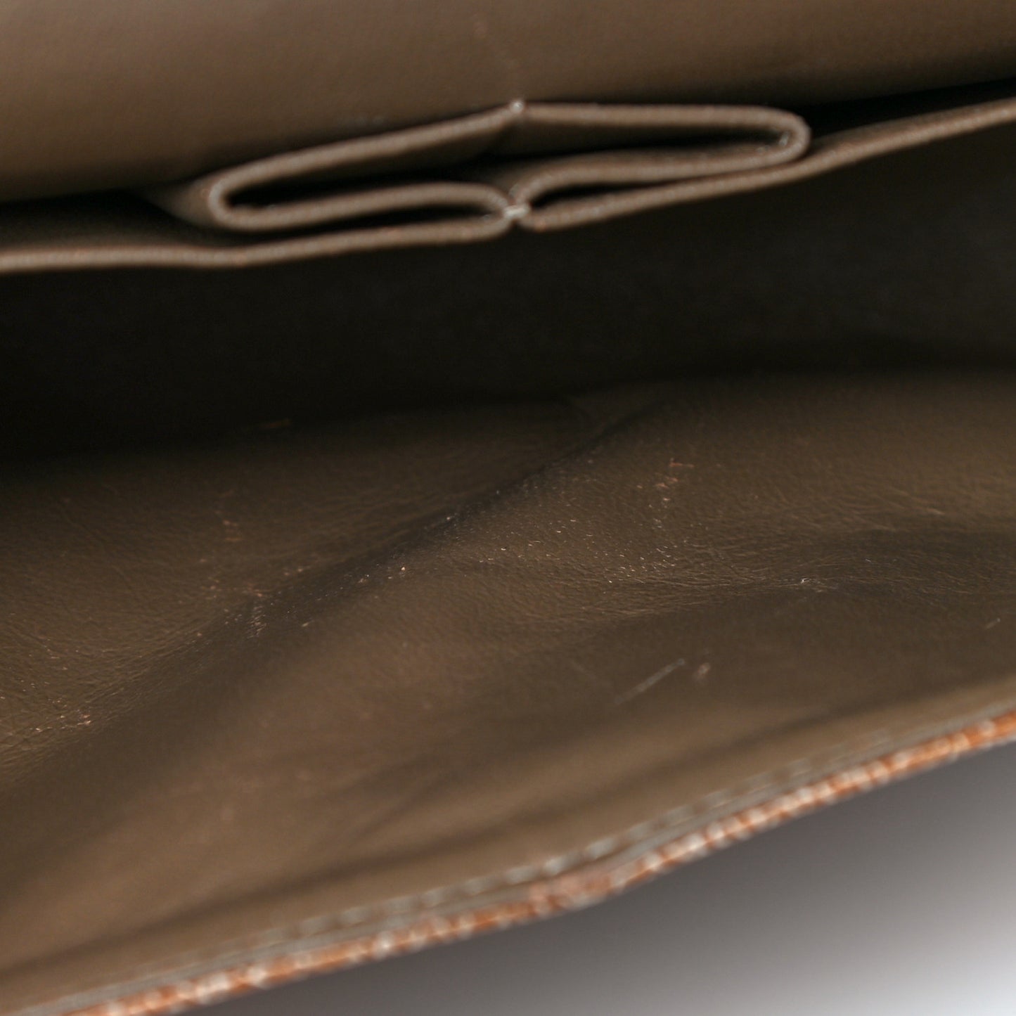 Crinkled Patent Quilted Medium Double Flap Brown