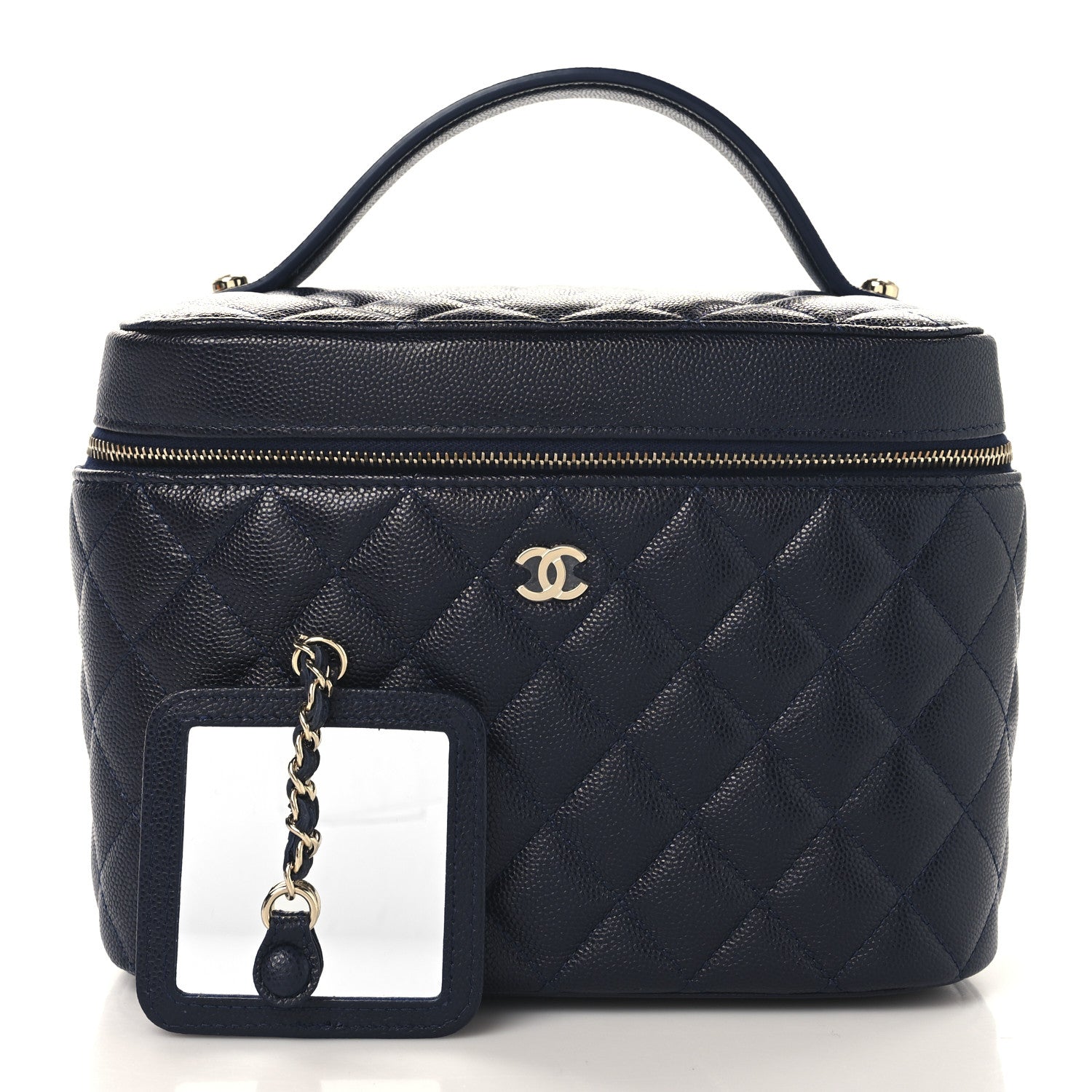 Chanel Caviar Quilted Large Vanity Pouch Dark Blue 3 of 10