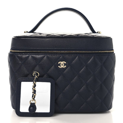 Chanel Caviar Quilted Large Vanity Pouch Dark Blue 3 of 10