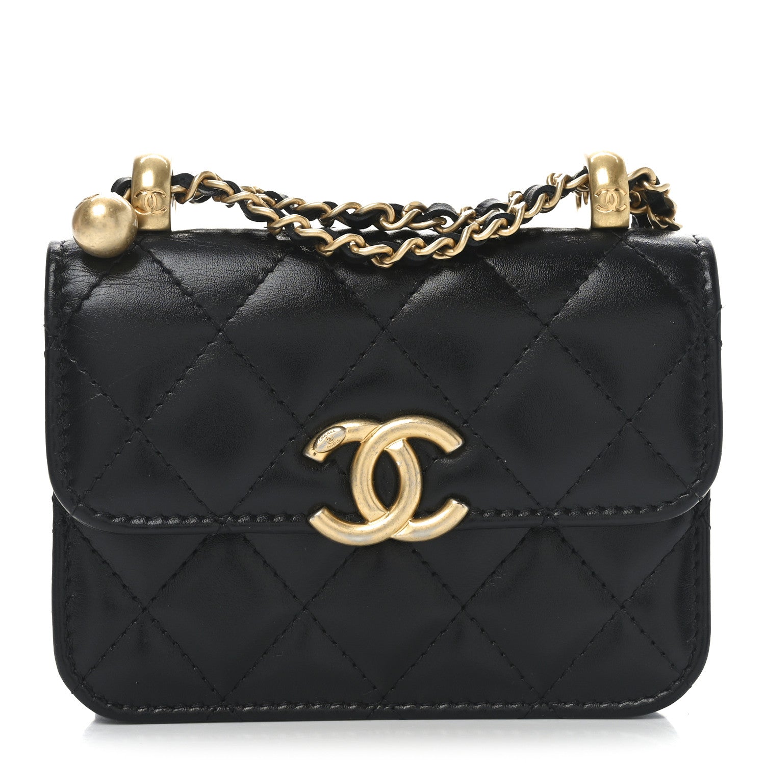 Chanel Calfskin Quilted Perfect Fit Coin Purse With Chain Black 1 of 11
