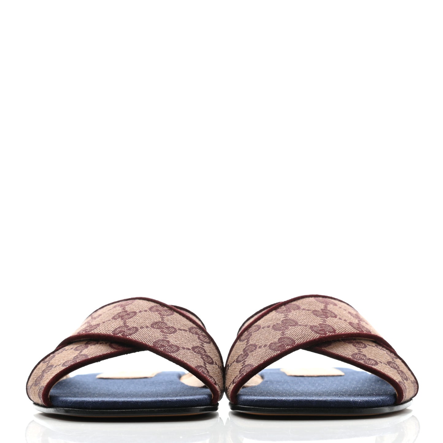 Canvas GG Monogram Mens Criss Cross Slide Sandals 8 Sahara Rubino Chardonnay