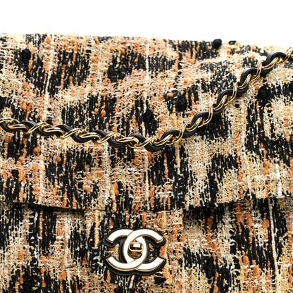 Chanel Tweed Mixed Fibers Leopard Print Small Souplissimo Maxi Flap Brown Black White 8 of 10