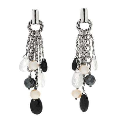 David Yurman Sterling Silver Pearl Moonstone Black Spinel Hematine Bijoux Drop Earrings 1 of 4