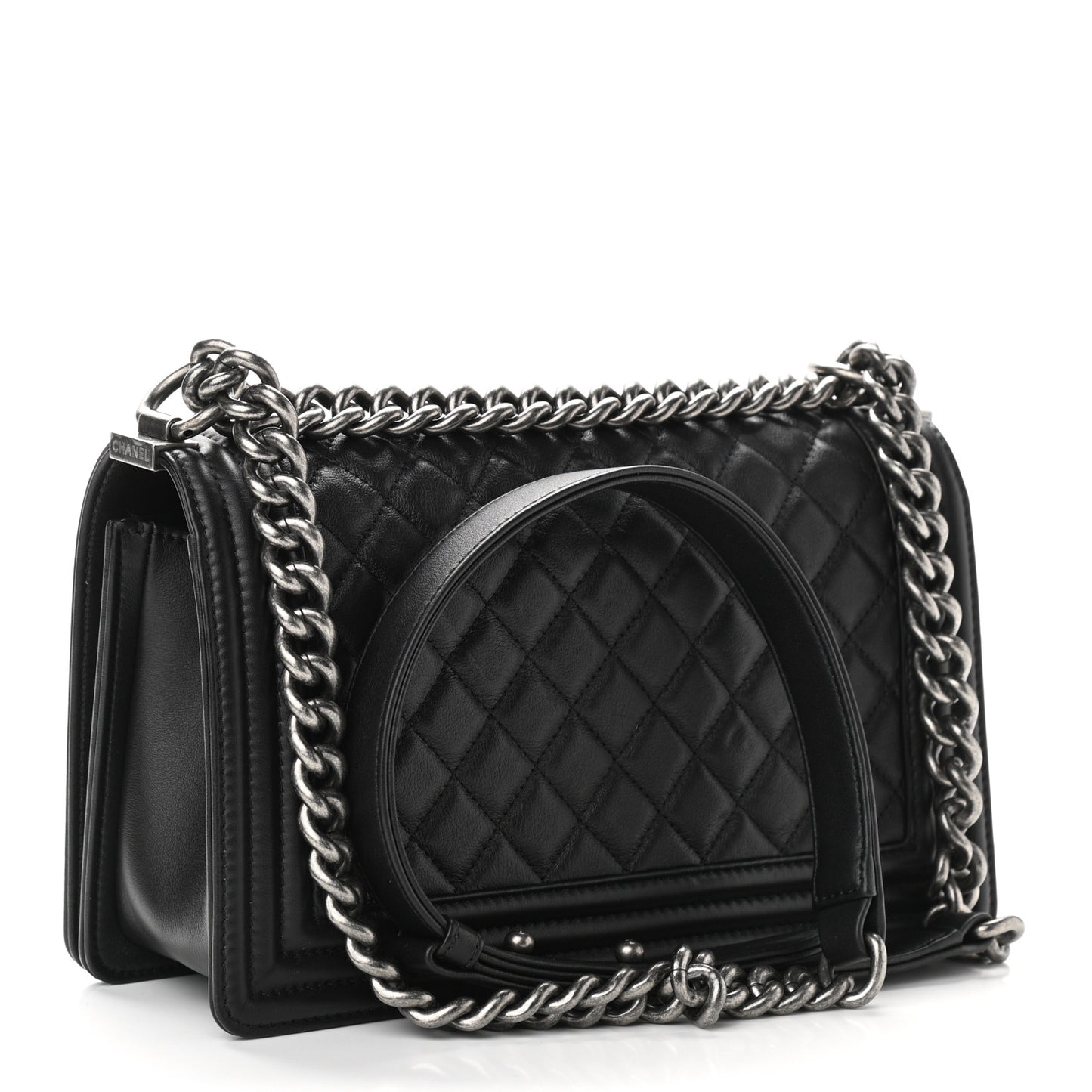 Calfskin Quilted Medium Boy Flap Black