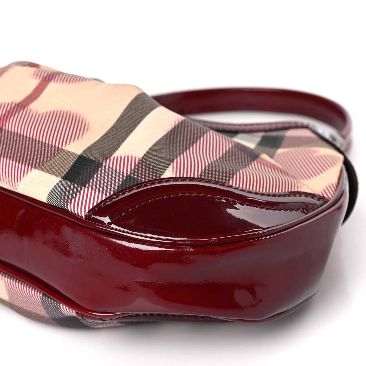 Burberry Patent Nova Check Heart Hobo Berry Red 9 of 9