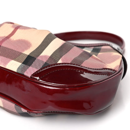 Burberry Patent Nova Check Heart Hobo Berry Red 9 of 9