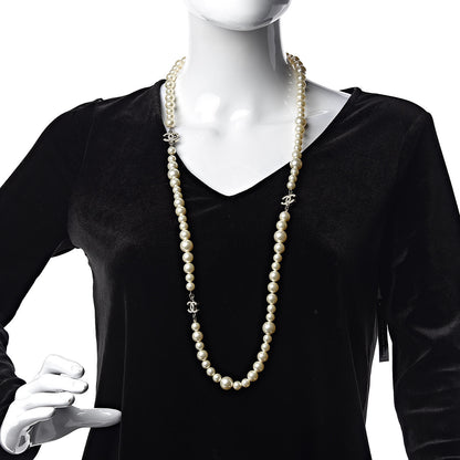 Chanel Pearl Crystal Long CC Necklace Gold 2 of 6