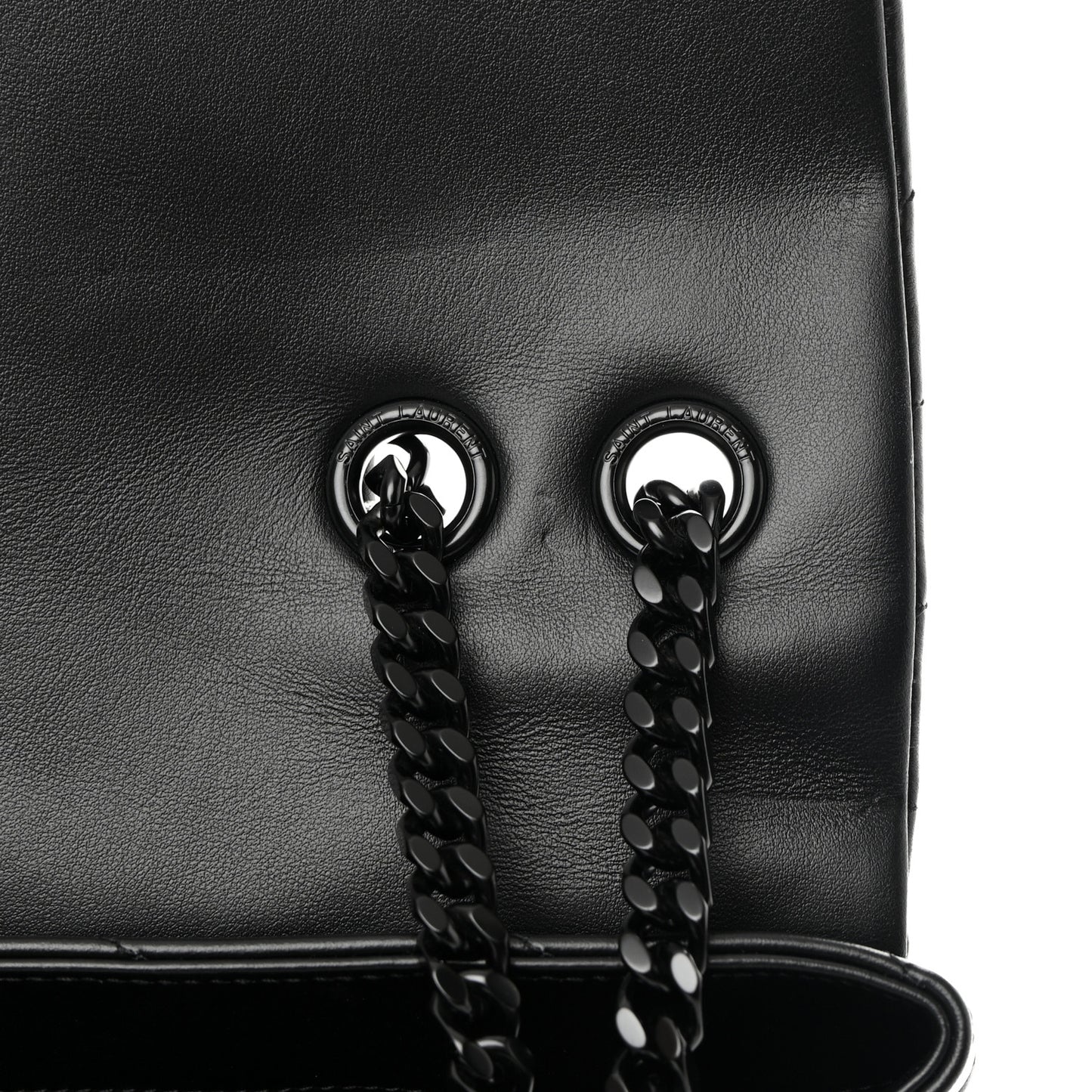Calfskin Y Quilted Monogram Monochrome Large Loulou Chain Satchel Black