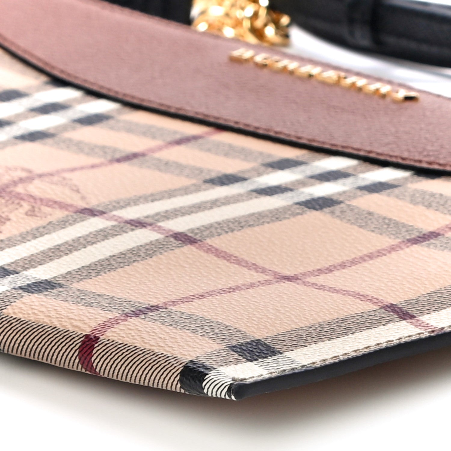 Burberry Haymarket Check Peyton Crossbody Clutch Bag Toffee 10 of 15