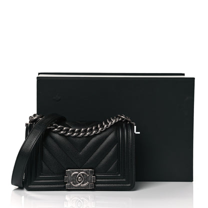Chanel Caviar Chevron Quilted Small Boy Flap Black 11 of 11