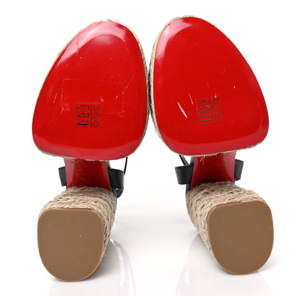 Christian Louboutin Calfskin Mariza Espadrille 130 Sandals 36 Black Naturel 5 of 7