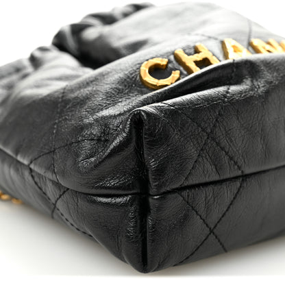 Chanel Shiny Crumpled Calfskin Quilted Pearl Mini Chanel 22 Black 9 of 10