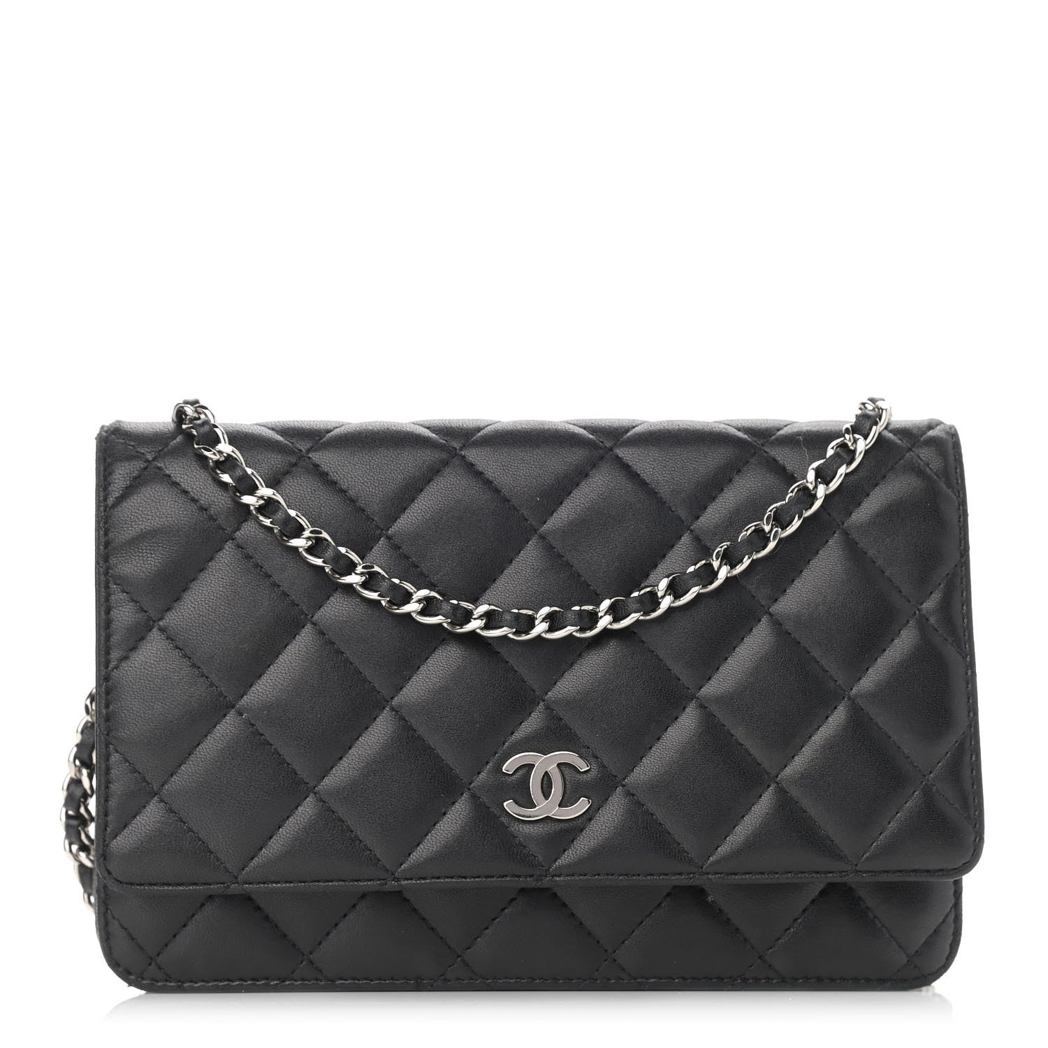 Chanel Lambskin Quilted Wallet On Chain WOC Black 1 of 12