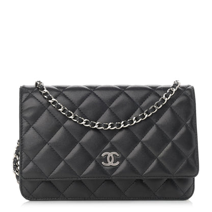Chanel Lambskin Quilted Wallet On Chain WOC Black 1 of 12