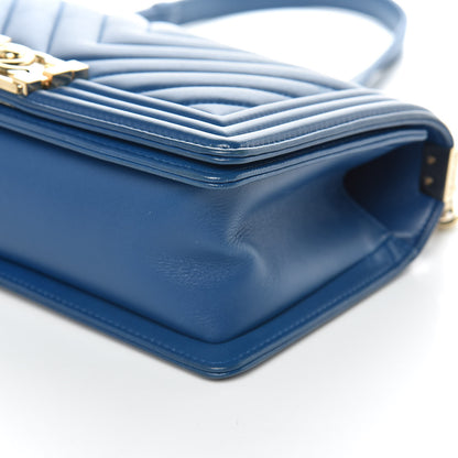 Chanel Lambskin Chevron Quilted Medium Boy Flap Blue 9 of 9