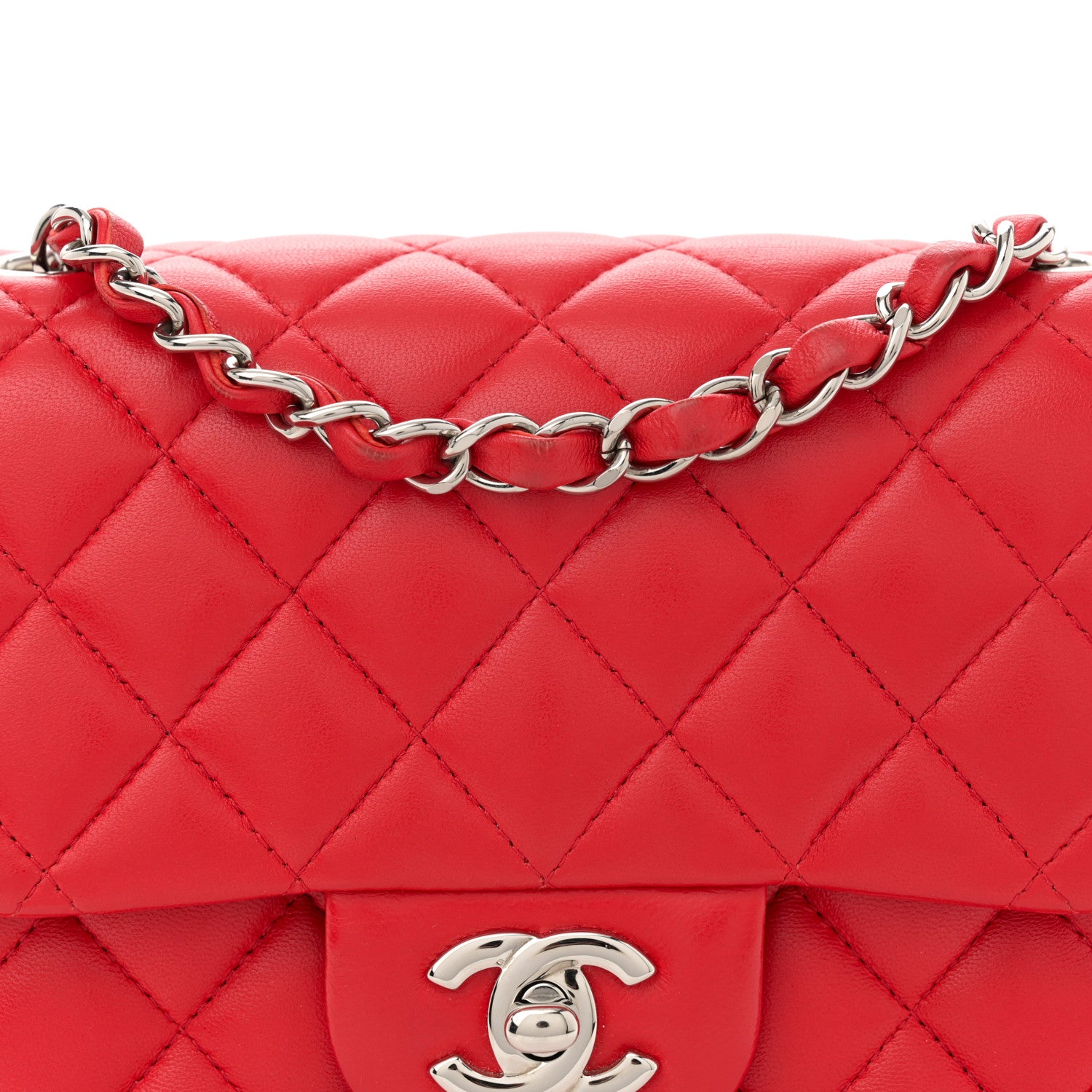 Chanel Lambskin Quilted Mini Square Flap Red 8 of 12