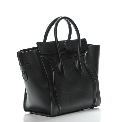 Celine Drummed Calfskin Mini Luggage Black 3 of 8
